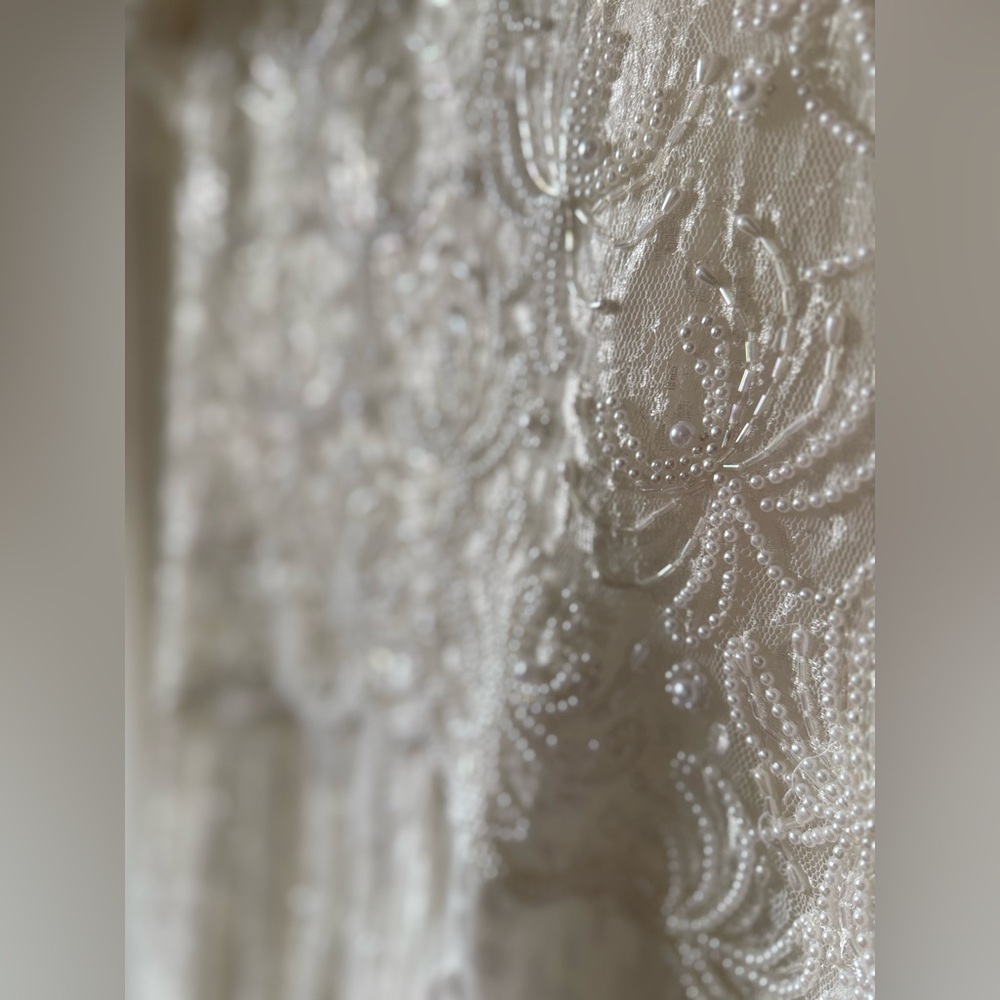 Brilliante by J.A. Beaded, Pearls, Scalloped, Embellished. Vintage Wedding Dress - Picture 7 of 15